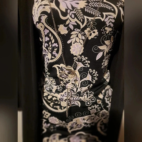 Tiffany & Grey Dress/Jacket 1 Piece Combo Black/White Large W/ Necklace Attached - Picture 2 of 7